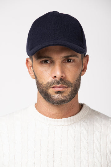 Cappello baseball in cashmere Navy