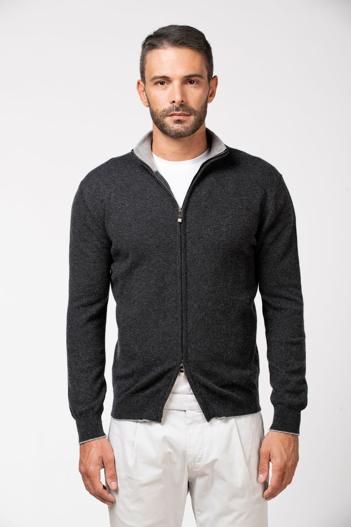 Cardigan full zip in cashmere Flannell