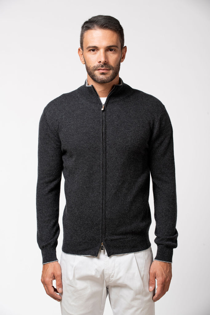 Cardigan full zip in cashmere Flannell 2