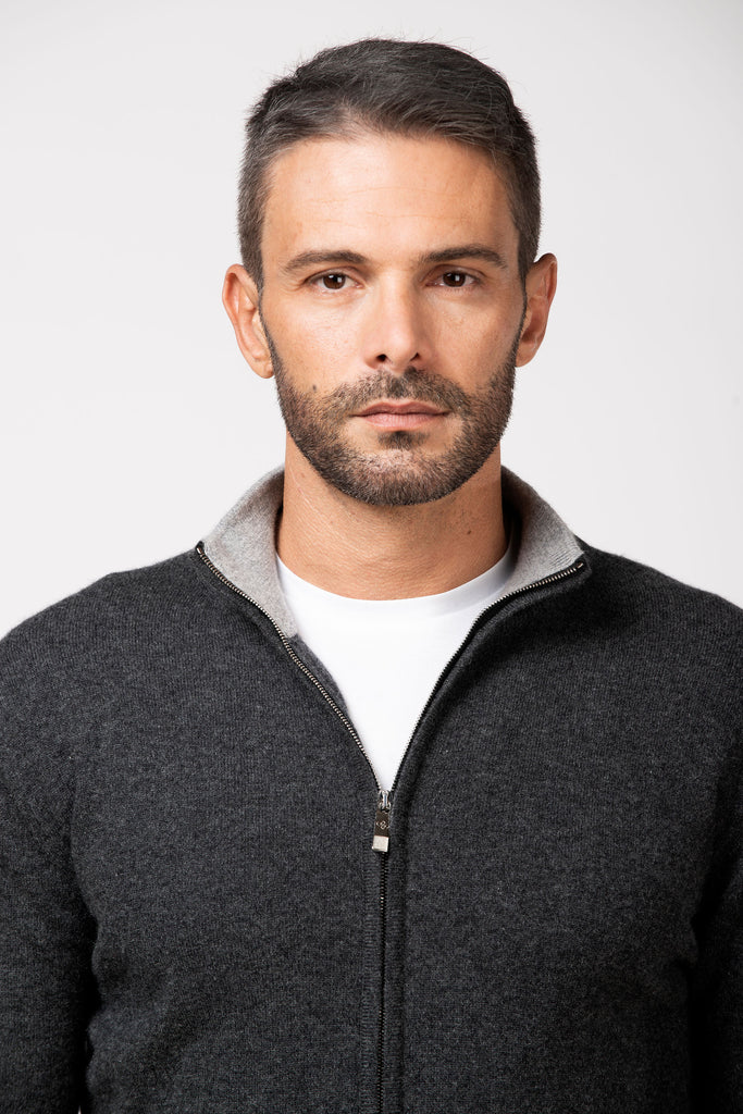 Cardigan full zip in cashmere Flannell 3