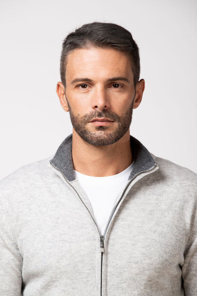 Cardigan full zip in cashmere Foggy 3