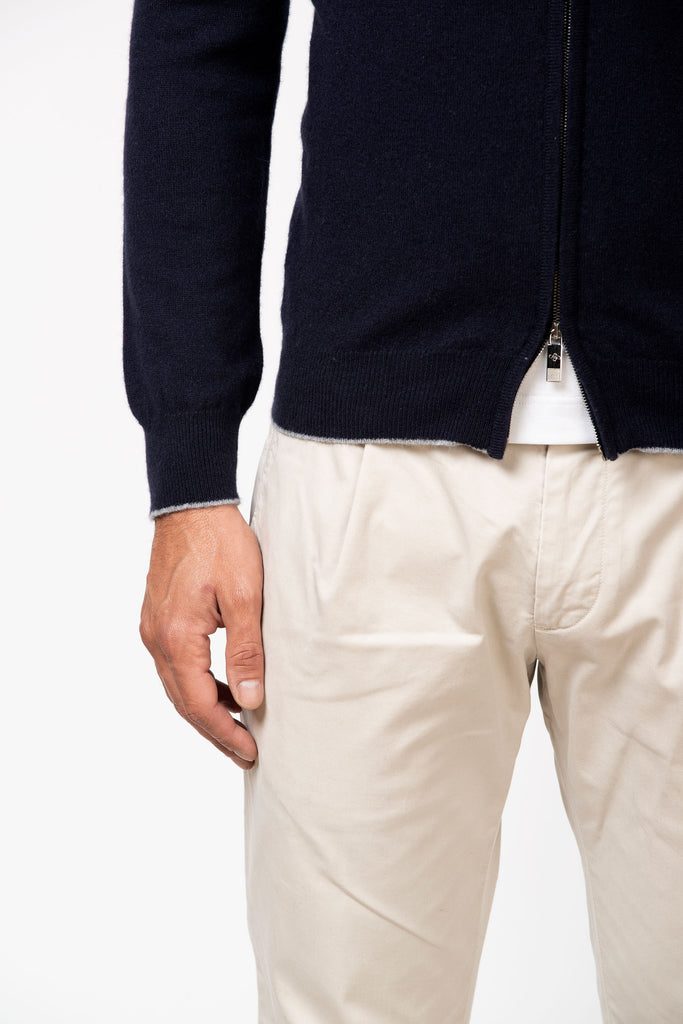 Cardigan full zip in cashmere Navy 3