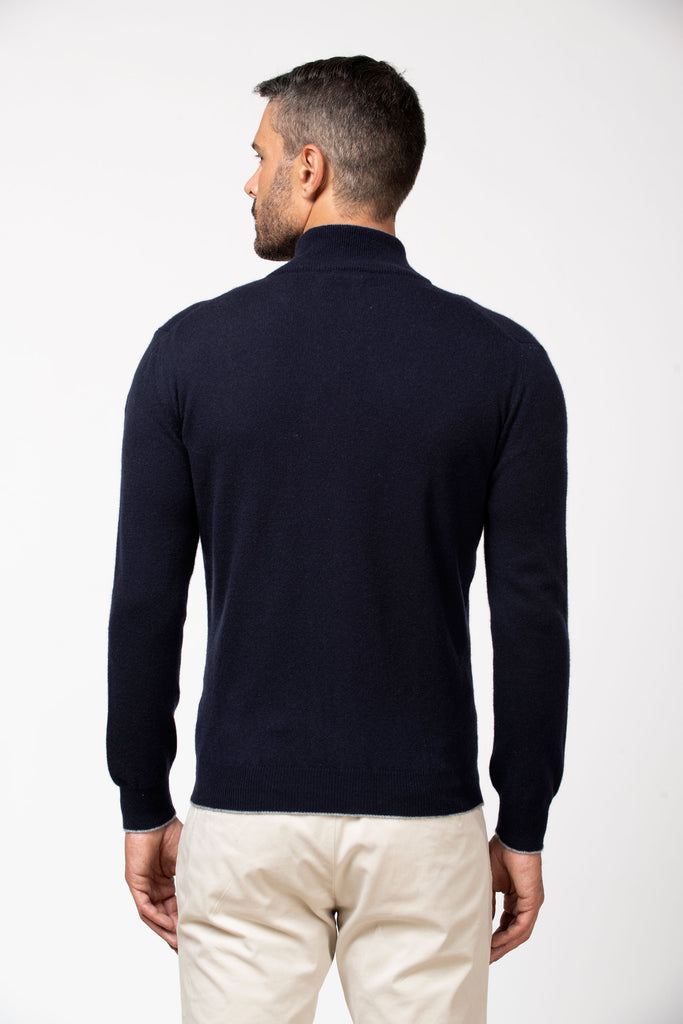 Cardigan full zip in cashmere Navy 5