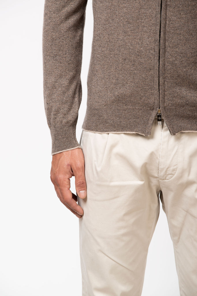 Cardigan full zip in cashmere Otter 3