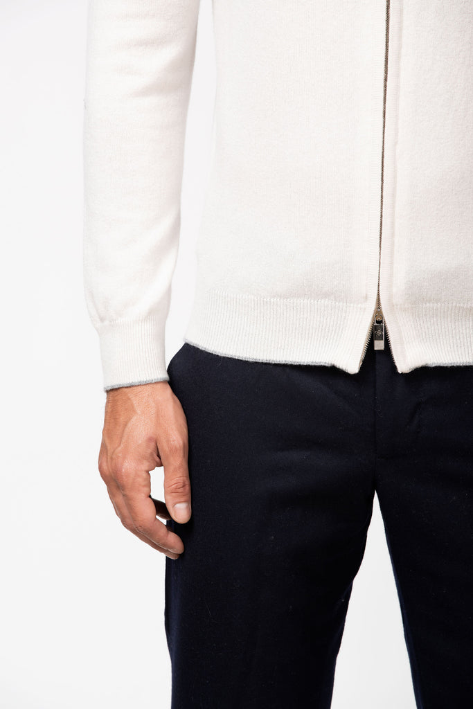 Cardigan full zip in cashmere Stucco B 3
