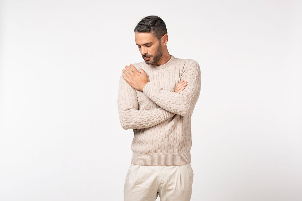 Girocollo a trecce e coste in cashmere Iute 4