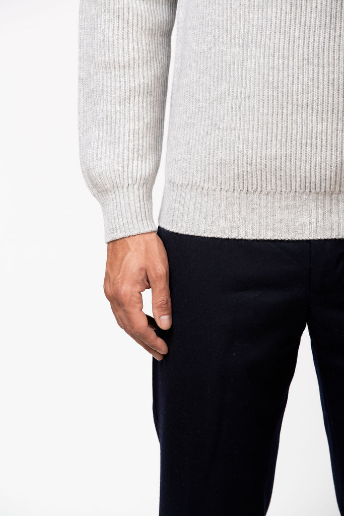 Girocollo a costa inglese in cashmere Foggy 3