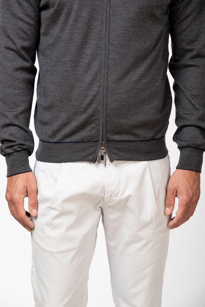 Cardigan full zip extrafine double reversibile Blu/Grigio 5