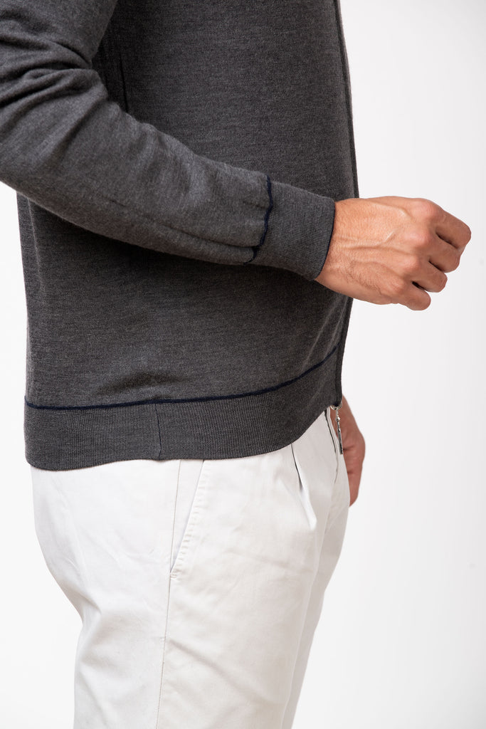 Cardigan full zip extrafine double reversibile Blu/Grigio 4