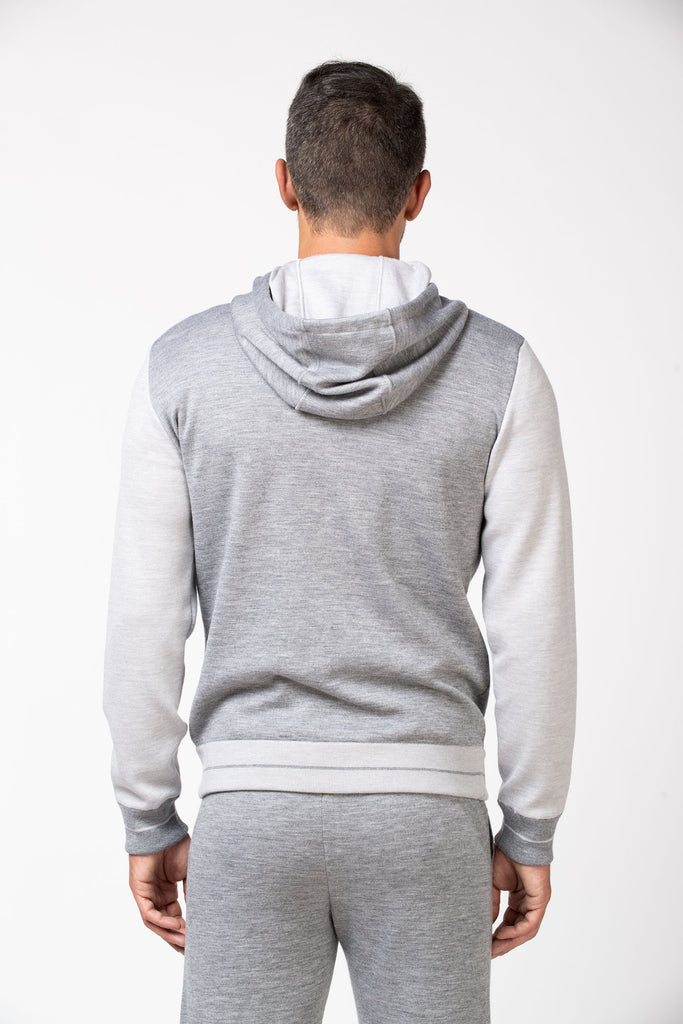 Felpa full zip jogging effetto tessuto Cenere + Glass 4