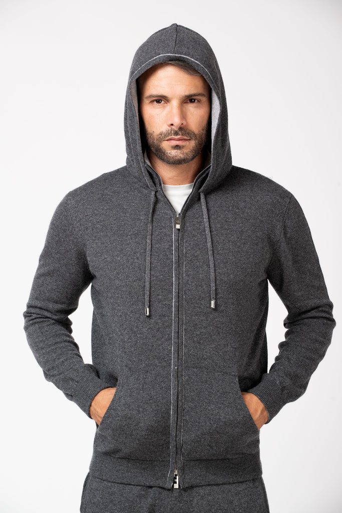 Felpa full zip jogging in cashmere Graphite B 4
