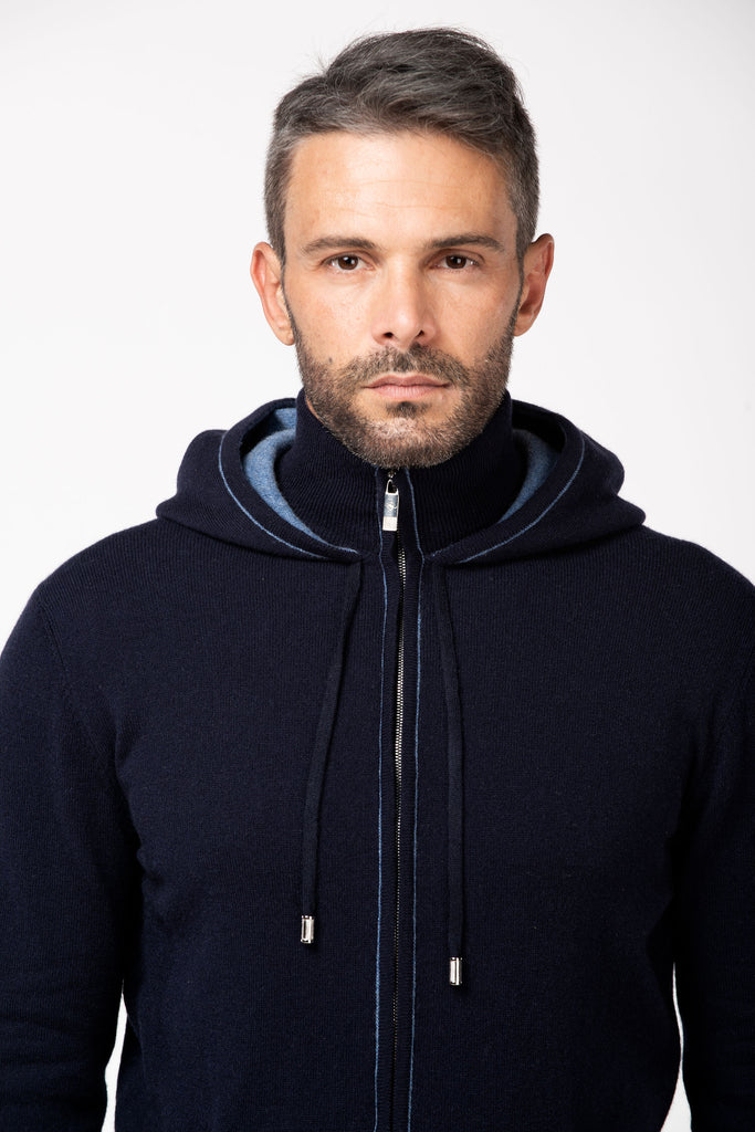 Felpa full zip jogging in cashmere Navy 4