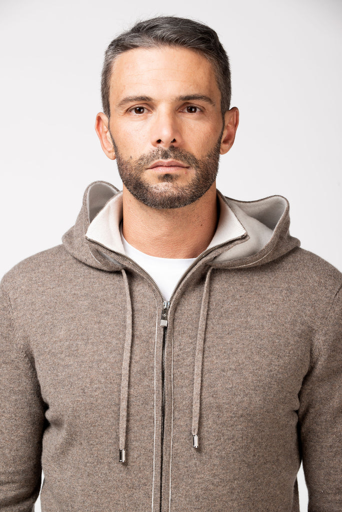 Felpa full zip jogging in cashmere Otter 3