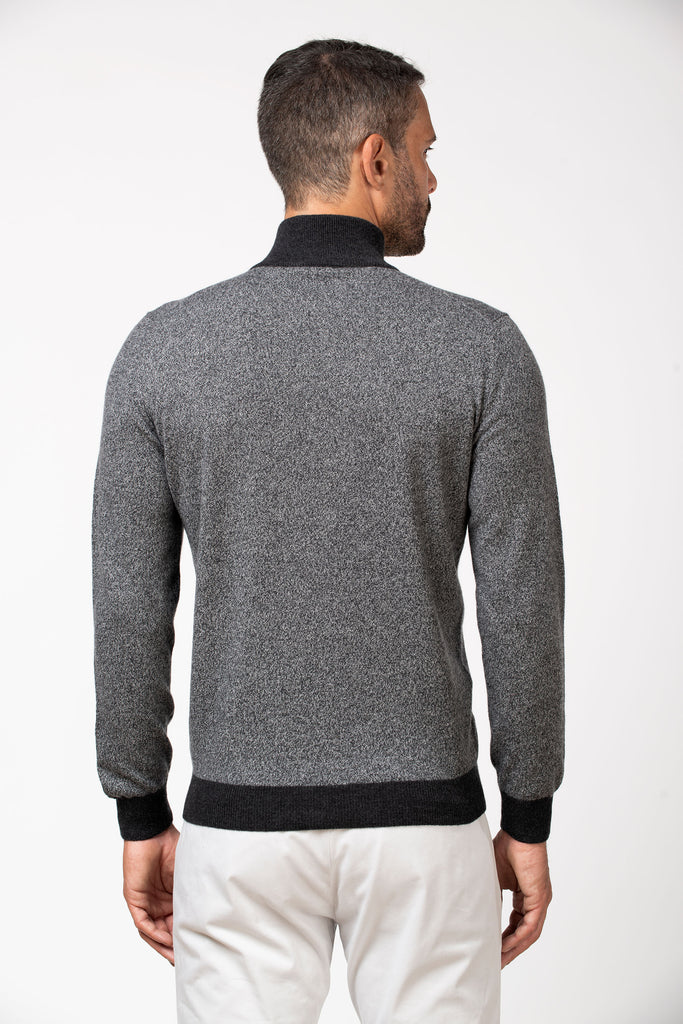 Lupetto zip in cashmere Antracite/Grigio Chiaro Mouline 4