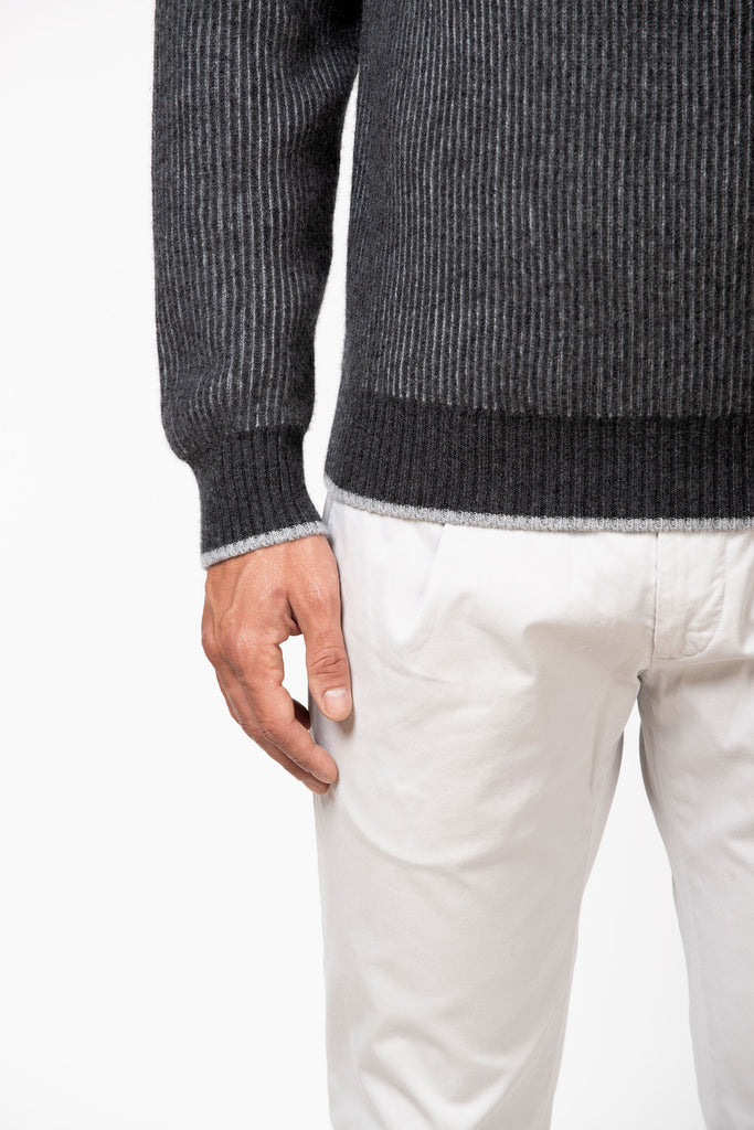 Dolcevita maglia inglese vanisè Carbone/Grigio Chiaro 3