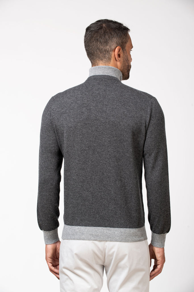 Lupetto zip in cashmere Graphite B