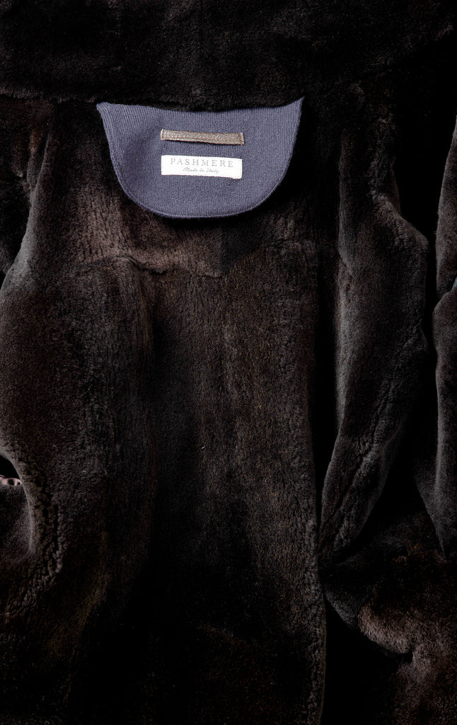 Bomber in cashmere con fodera di castorino Navy 6