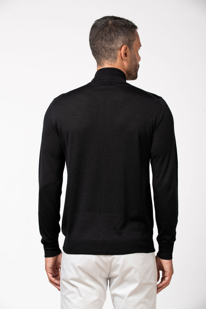 Cardigan full zip in cashmere e seta Nero 3